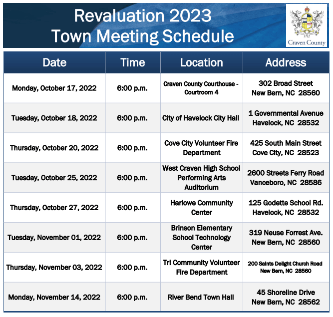 2023 Town Meeting Schedule