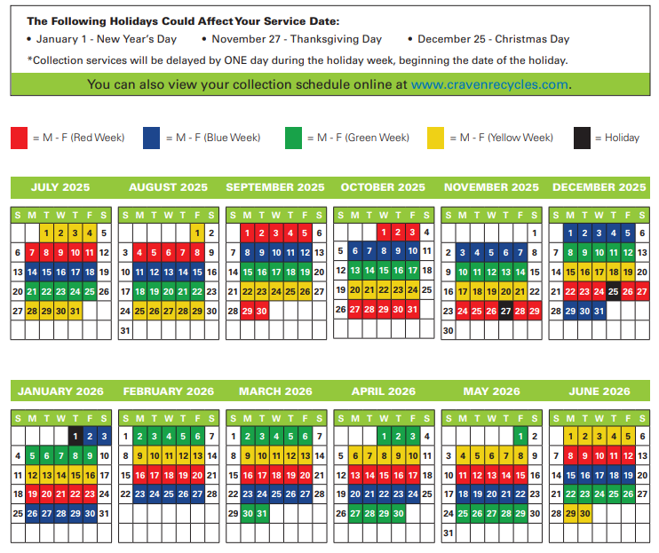 2025-2026 Recycling Calendar